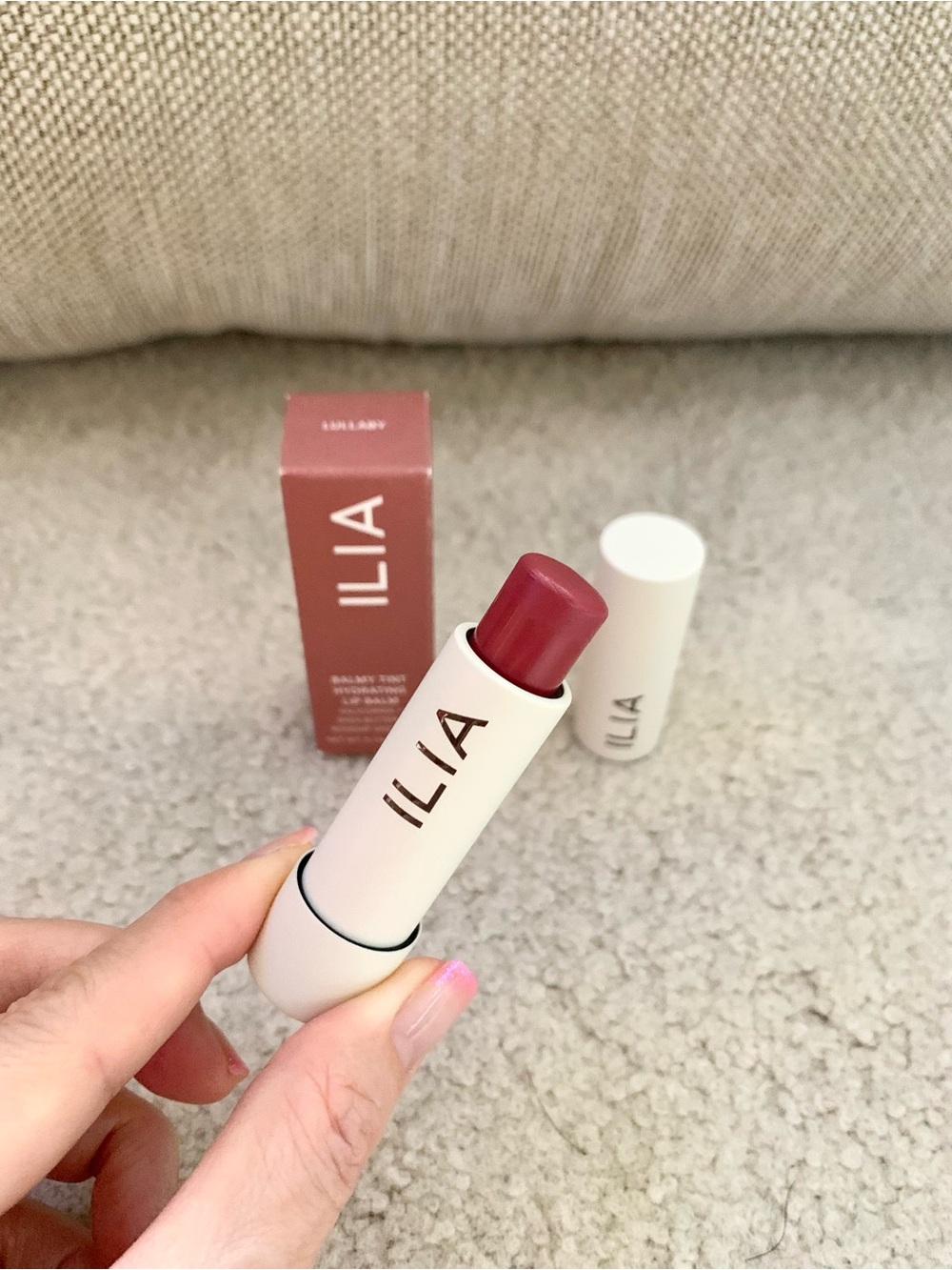 ILIA Balmy Tint Hydrating Lip Balm, Lullaby (Cool Rose Pink), rose lipstick